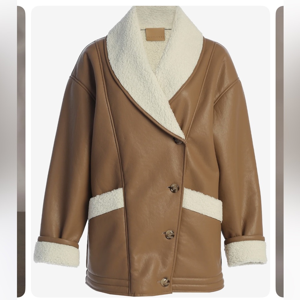 JLUXLABEL Tan Presley Faux leather coat size L/XL